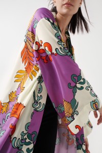 KIMONO SATIN  IMPRIM ET FRANGES