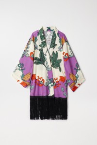 KIMONO SATIN  IMPRIM ET FRANGES