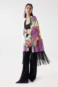 KIMONO SATIN  IMPRIM ET FRANGES