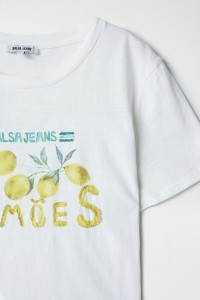 T-SHIRT  MOTIF IMPRIM ET PERLES