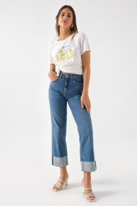 T-SHIRT  MOTIF IMPRIM ET PERLES
