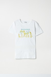 T-SHIRT  MOTIF IMPRIM ET PERLES