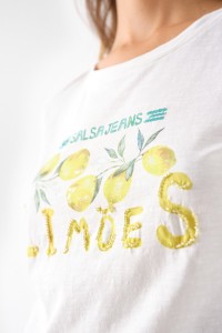 T-SHIRT  MOTIF IMPRIM ET PERLES