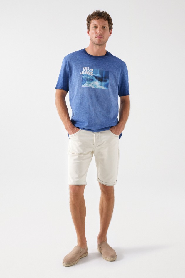 COTTON T-SHIRT WITH PRINT AND SALSA LOGO