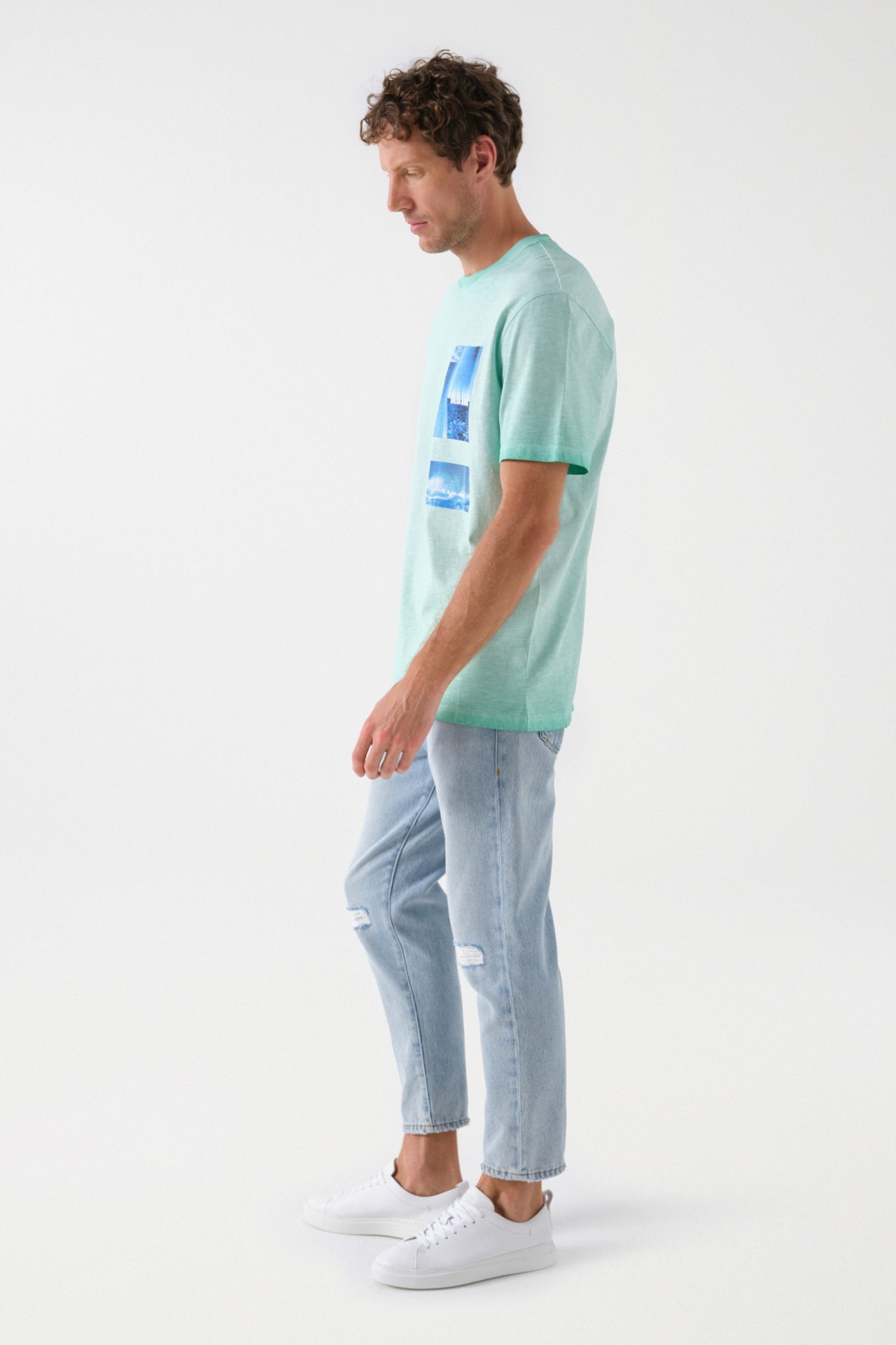 T-SHIRT EN COTON  MOTIF IMPRIM ET LOGO SALSA