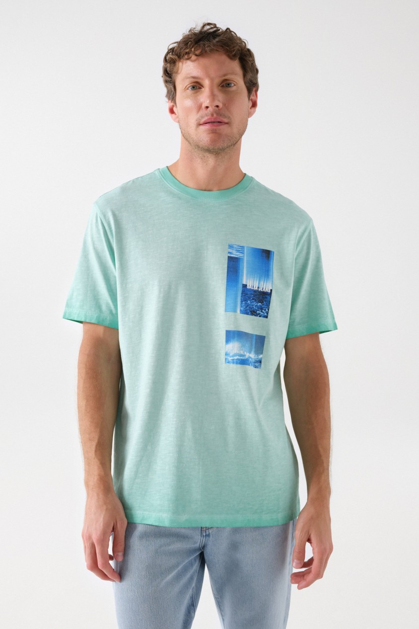 T-SHIRT EN COTON  MOTIF IMPRIM ET LOGO SALSA