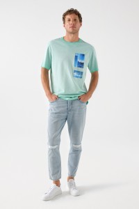 T-SHIRT EN COTON  MOTIF IMPRIM ET LOGO SALSA