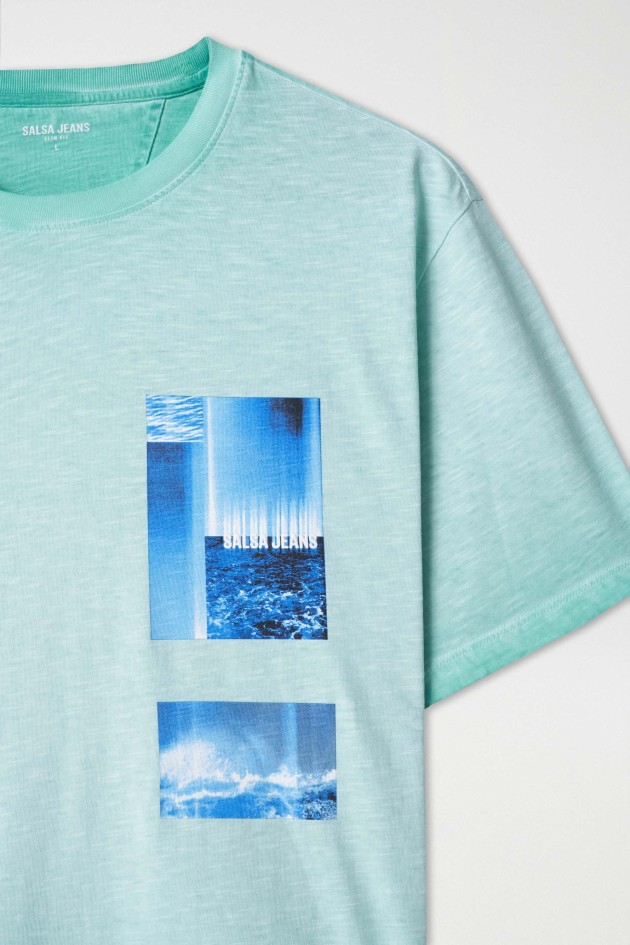 CAMISETA DE ALGODÓN CON ESTAMPADO Y BRANDING