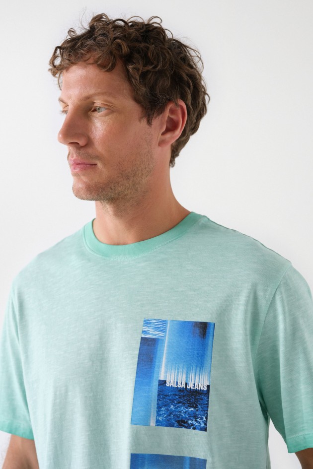 CAMISETA DE ALGODÓN CON ESTAMPADO Y BRANDING