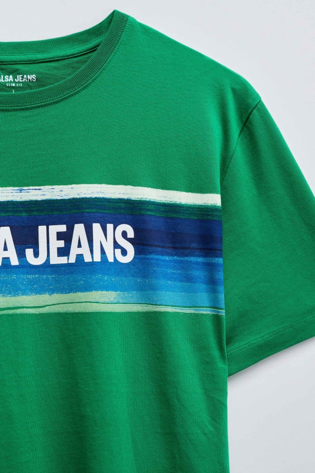 T-SHIRT SLIM FIT COM ESTAMPADO DEGRADÊ