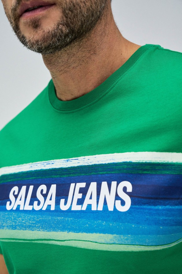 T-SHIRT SLIM FIT COM ESTAMPADO DEGRADÊ