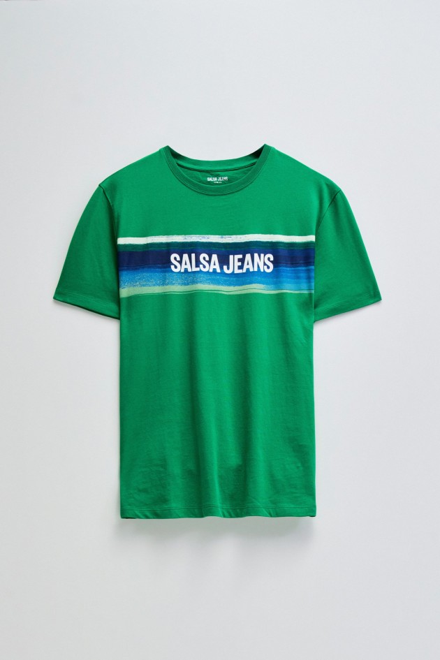 T-SHIRT SLIM FIT COM ESTAMPADO DEGRADÊ