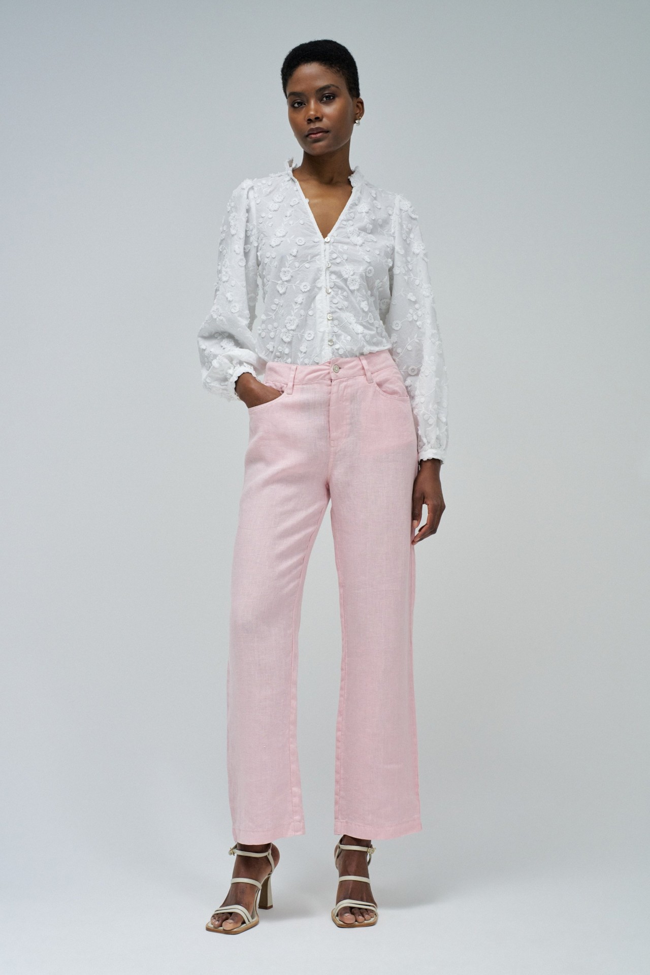 LINEN STRAIGHT TROUSERS