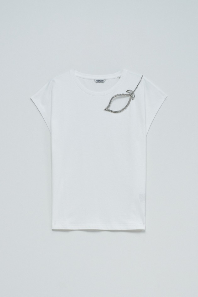 T-SHIRT MIT AUSSCHNITT AM BRUSTKORB