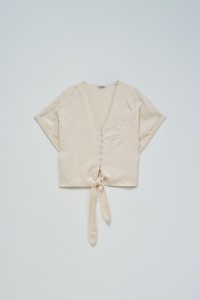 LIGHTDENIM BLOUSE WITH BOW AT THE HEM