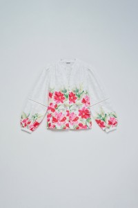 JACQUARD BLOUSE WITH FLORAL PRINT