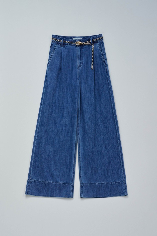 PALAZZO TROUSERS IN LIGHTDENIM