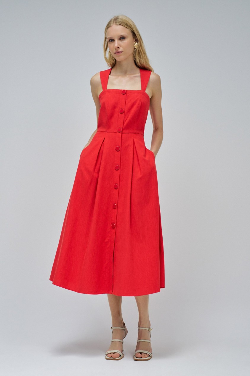 VESTIDO MIDI COM BOTES