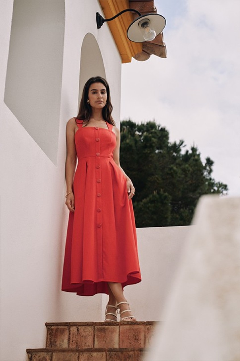 MIDI KLEID MIT KNPFEN