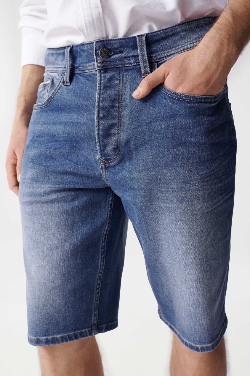 PANTALÓN CORTO VAQUERO AZUL REGULAR SOFT DENIM