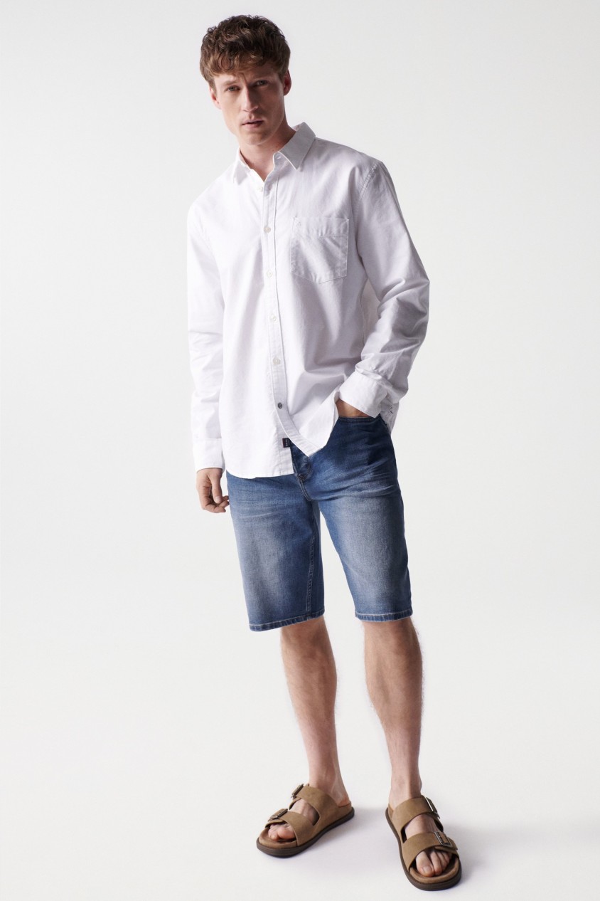 PANTALÓN CORTO VAQUERO AZUL REGULAR SOFT DENIM