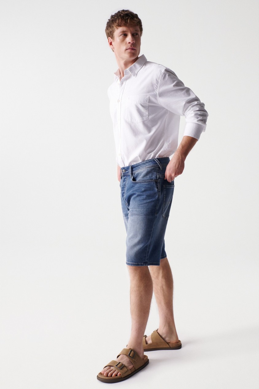 PANTALÓN CORTO VAQUERO AZUL REGULAR SOFT DENIM