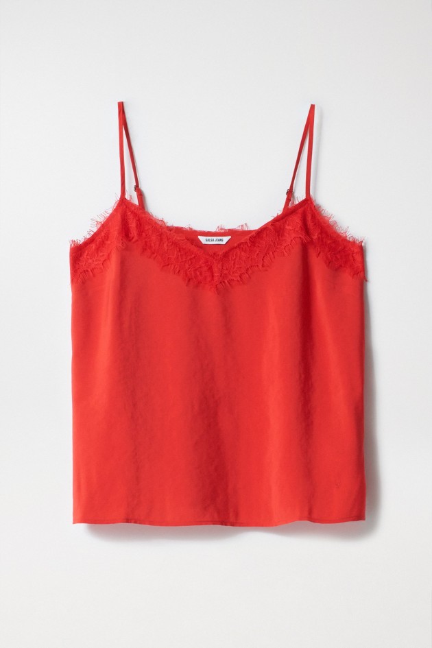 TOP DE SATÉN CON DETALLE DE ENCAJE