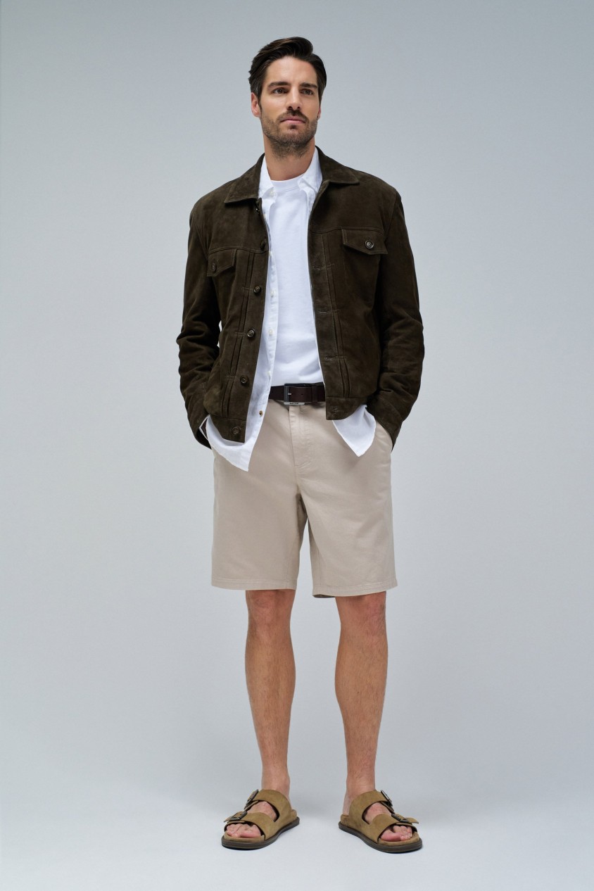 REGULAR FIT SHORTS WITH LINEN