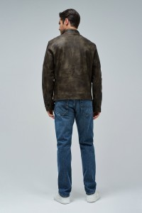 BIKER JACKE LEDER OPTIK