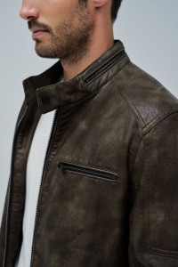 BIKER JACKE LEDER OPTIK