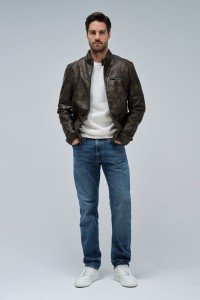 BIKER JACKE LEDER OPTIK