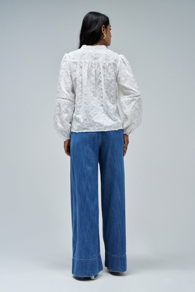 BLOUSE MIT JACQUARD-STICKEREI