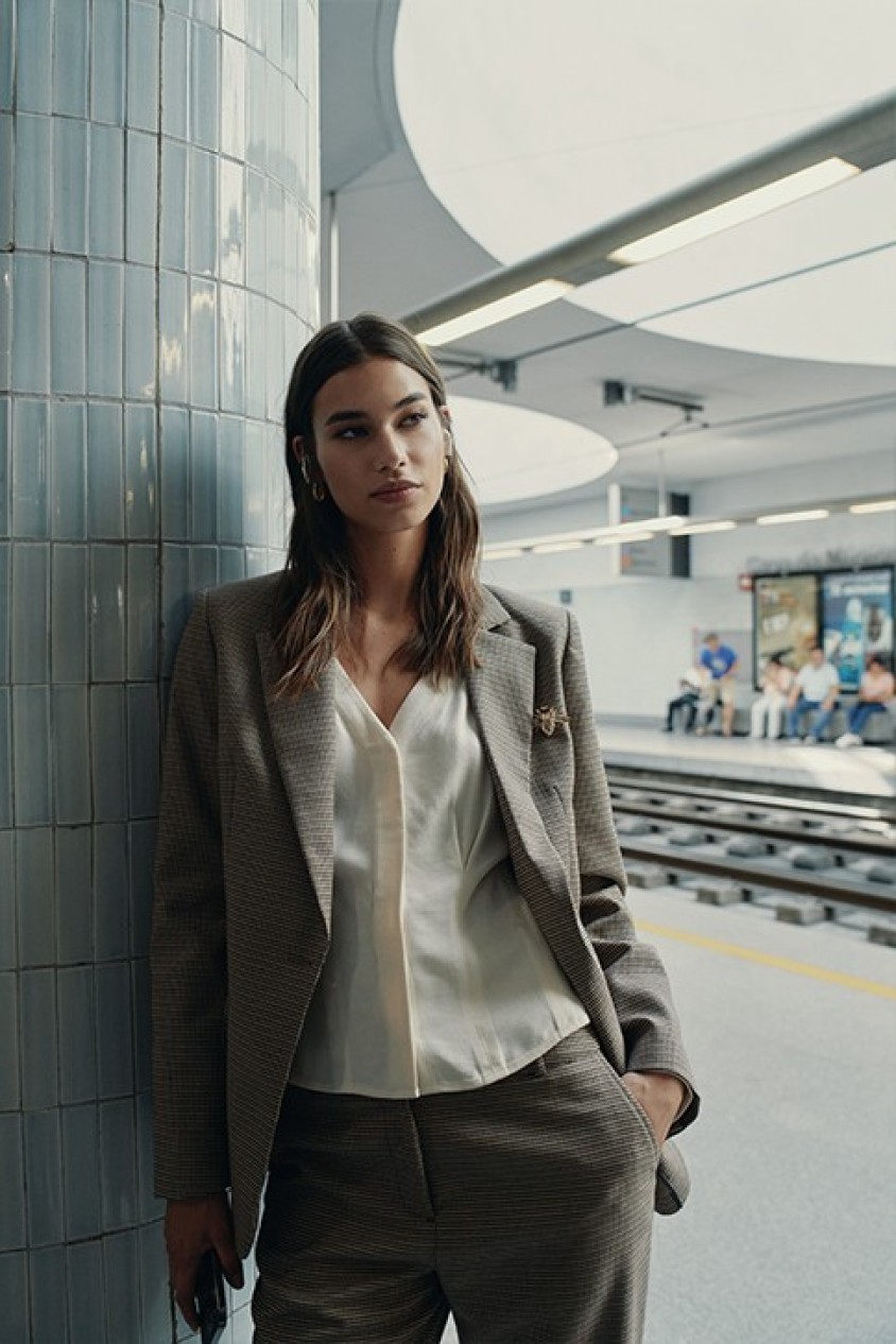 FITTED BLAZER WITH CHECK PATTERN