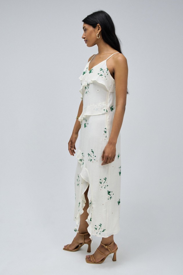 ROBE LONGUE À VOLANTS