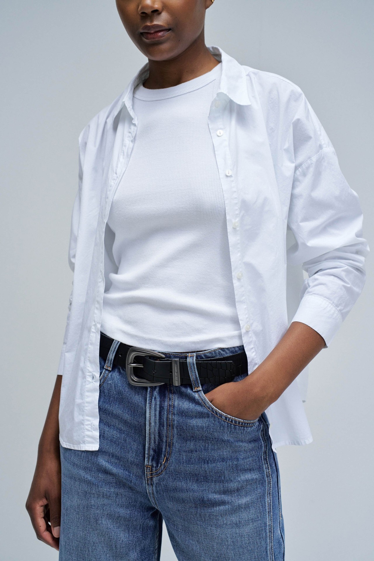 CEINTURE EN CUIR EFFET CROCODILE