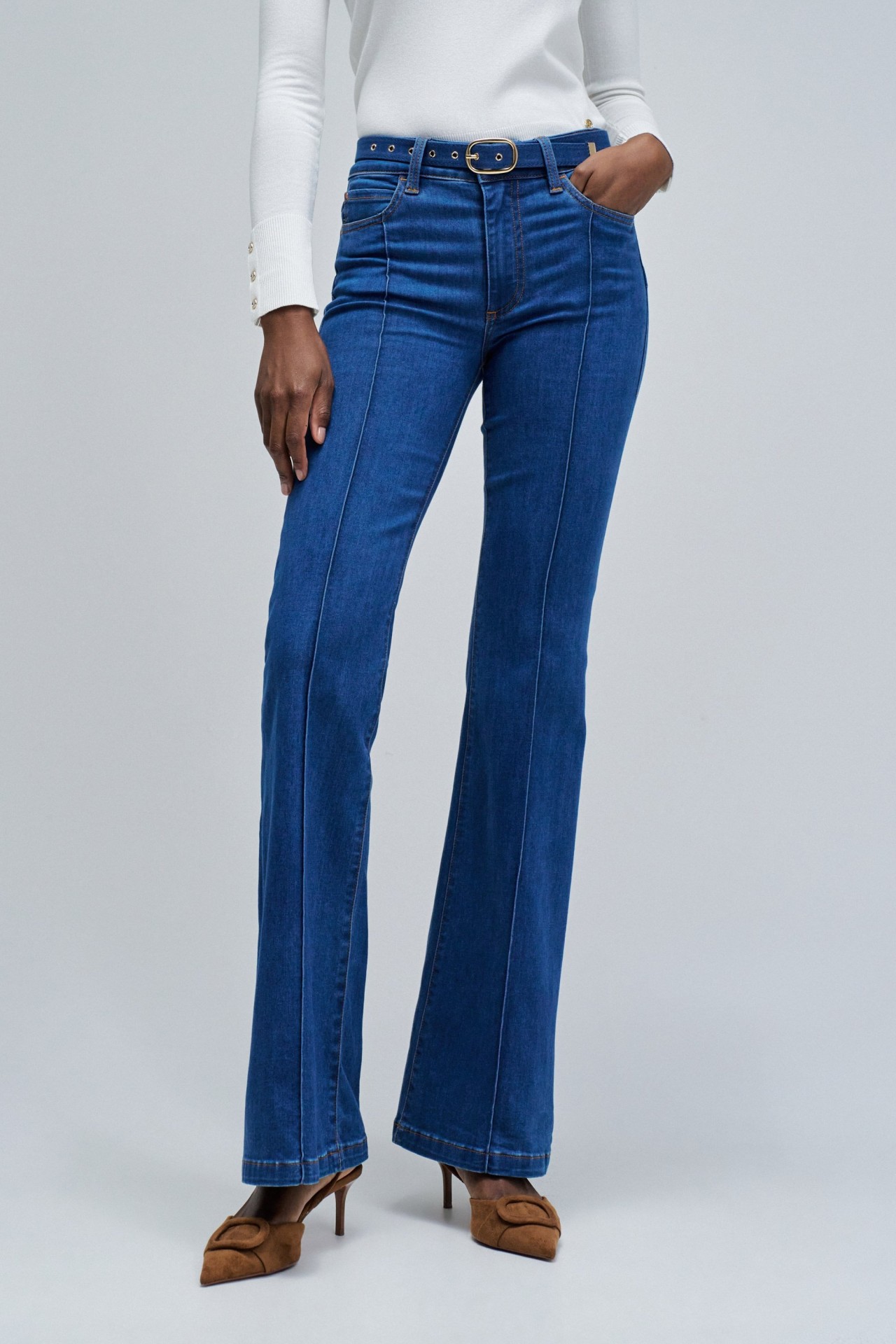 Jean Flare Femme Grande Taille - Taille Haute élastique, Coupe Patte D'éléphant - Denim Confortable Large Leg