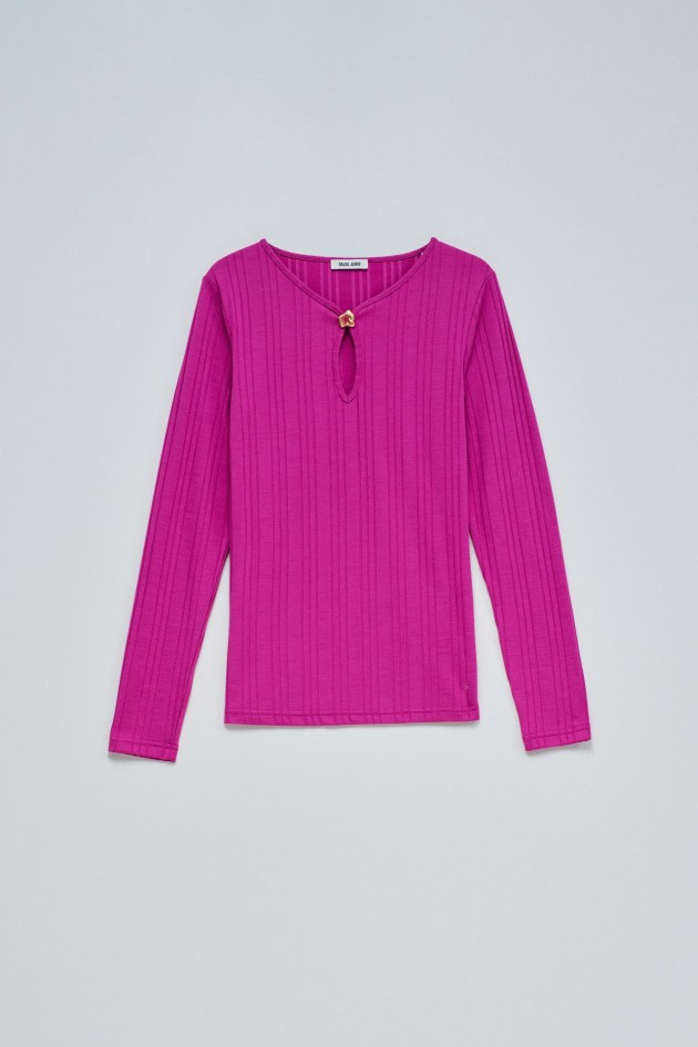 CAMISOLA DE MALHA CANELADA