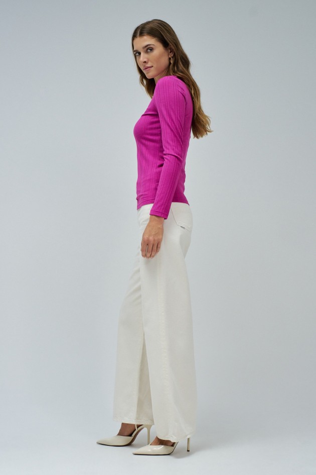 CAMISOLA DE MALHA CANELADA