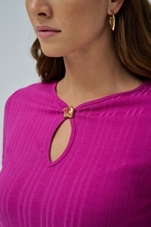 CAMISOLA DE MALHA CANELADA