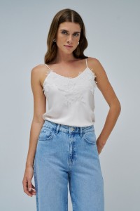 TOP ACETINADO COM RENDA