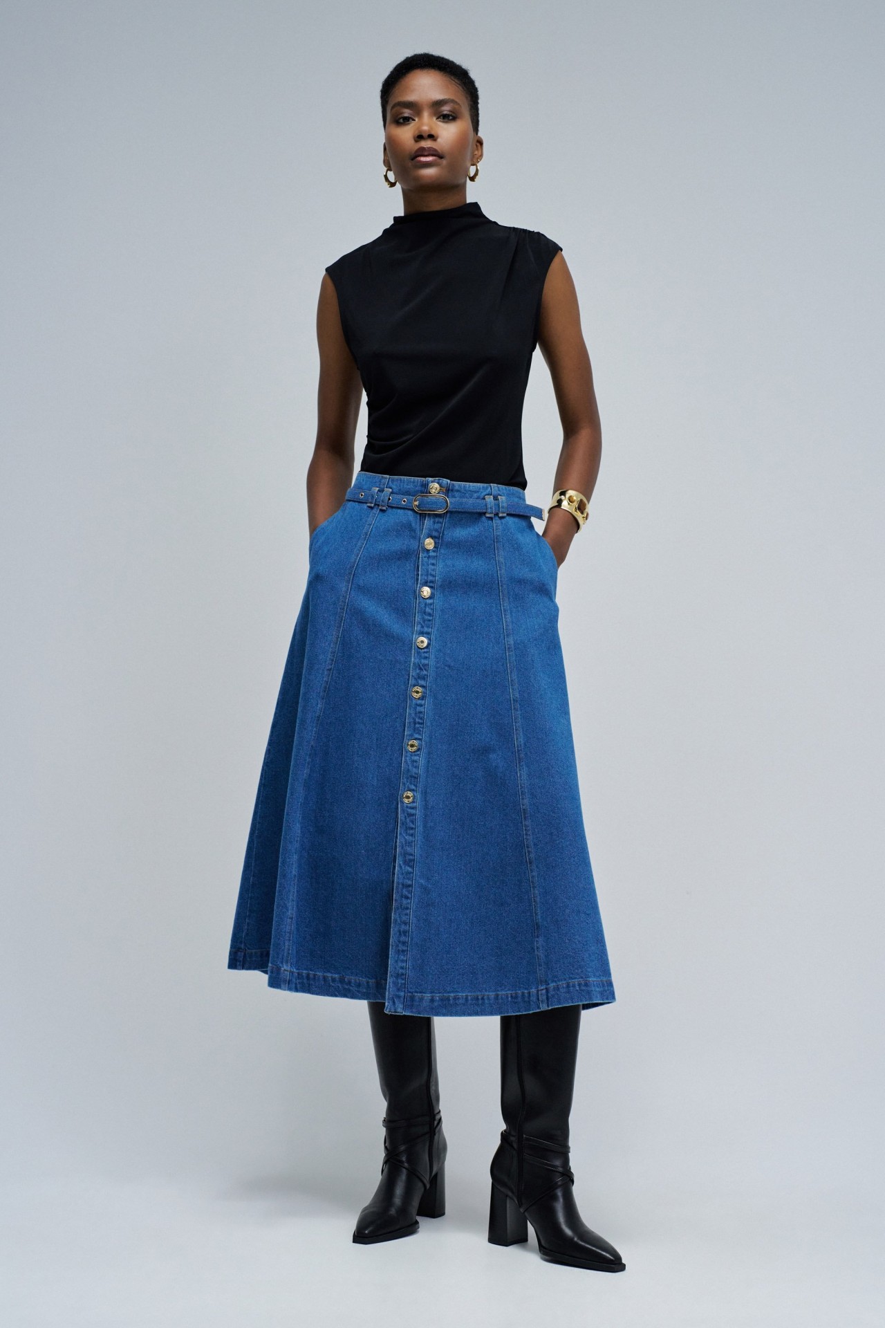 MIDI DENIM SKIRT