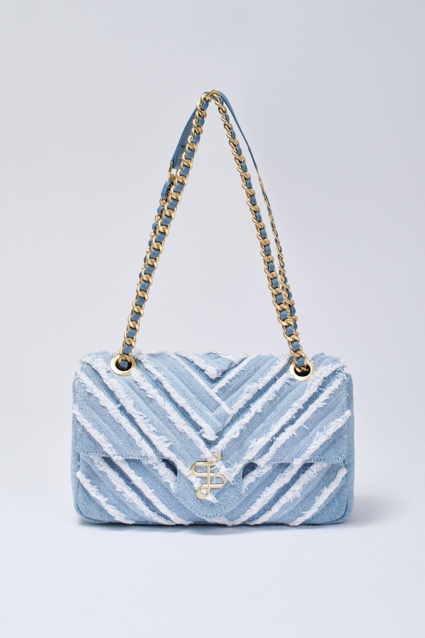 DENIM BAG WITH CHAIN