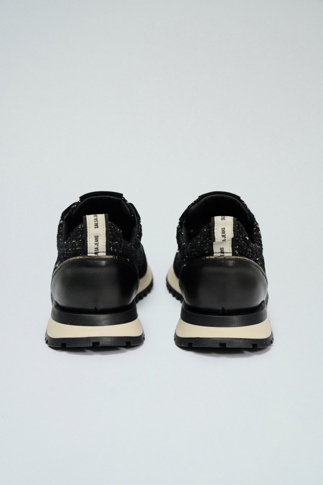 SNEAKER AUS LEDER UND TWEED
