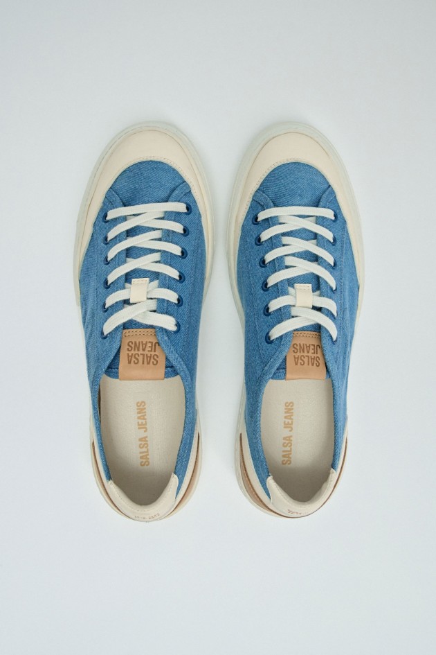 BASKETS EN JEAN ET CUIR