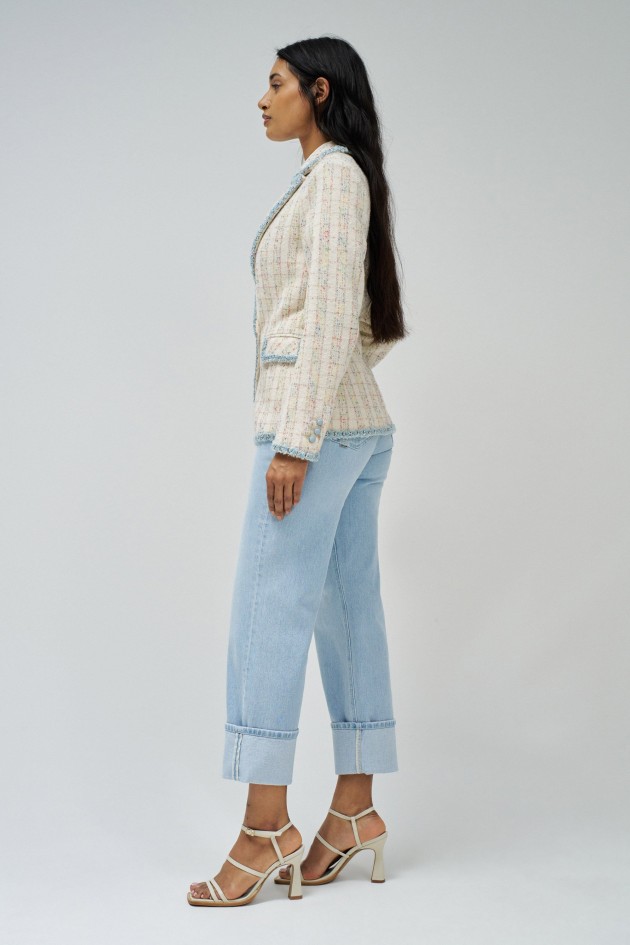 TWEED-BLAZER MIT DENIM-DETAILS