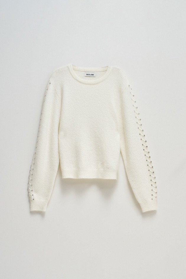 CAMISOLA TRICOTADA COM DETALHE DE BRILHANTES