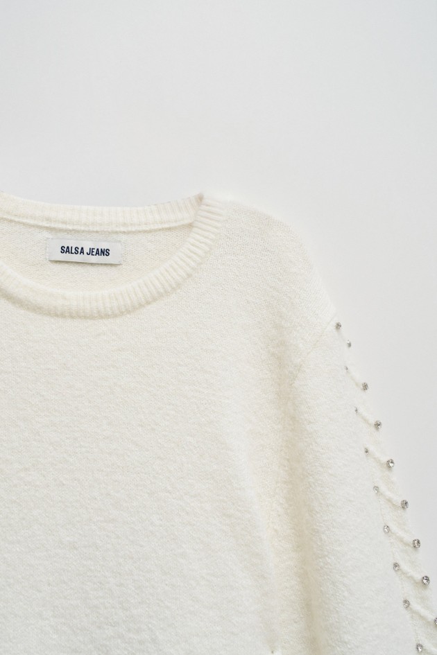 CAMISOLA TRICOTADA COM DETALHE DE BRILHANTES