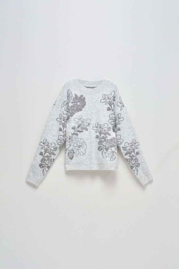FLORAL JACQUARD JUMPER WITH GLITTER