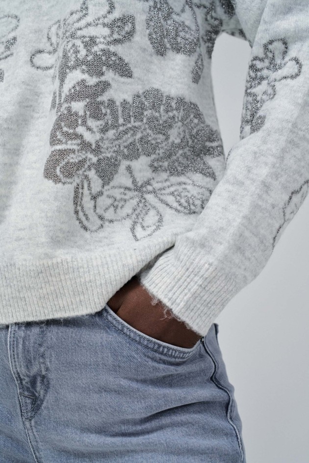 FLORAL JACQUARD JUMPER WITH GLITTER