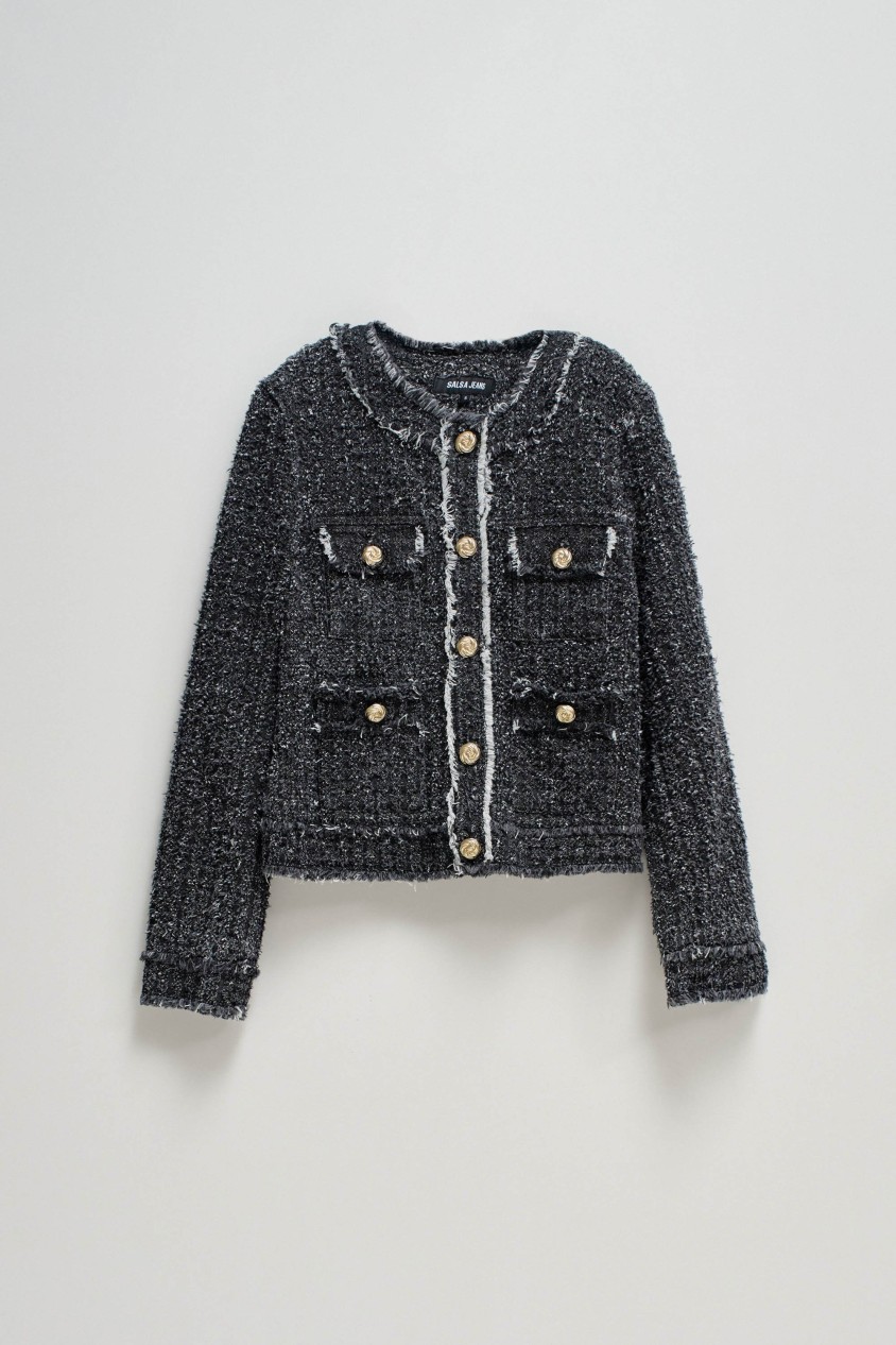 VESTE EN DENIM EFFET TWEED